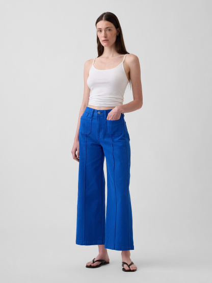 High Rise Stride Wide-Leg Ankle Jeans - Admiral blue