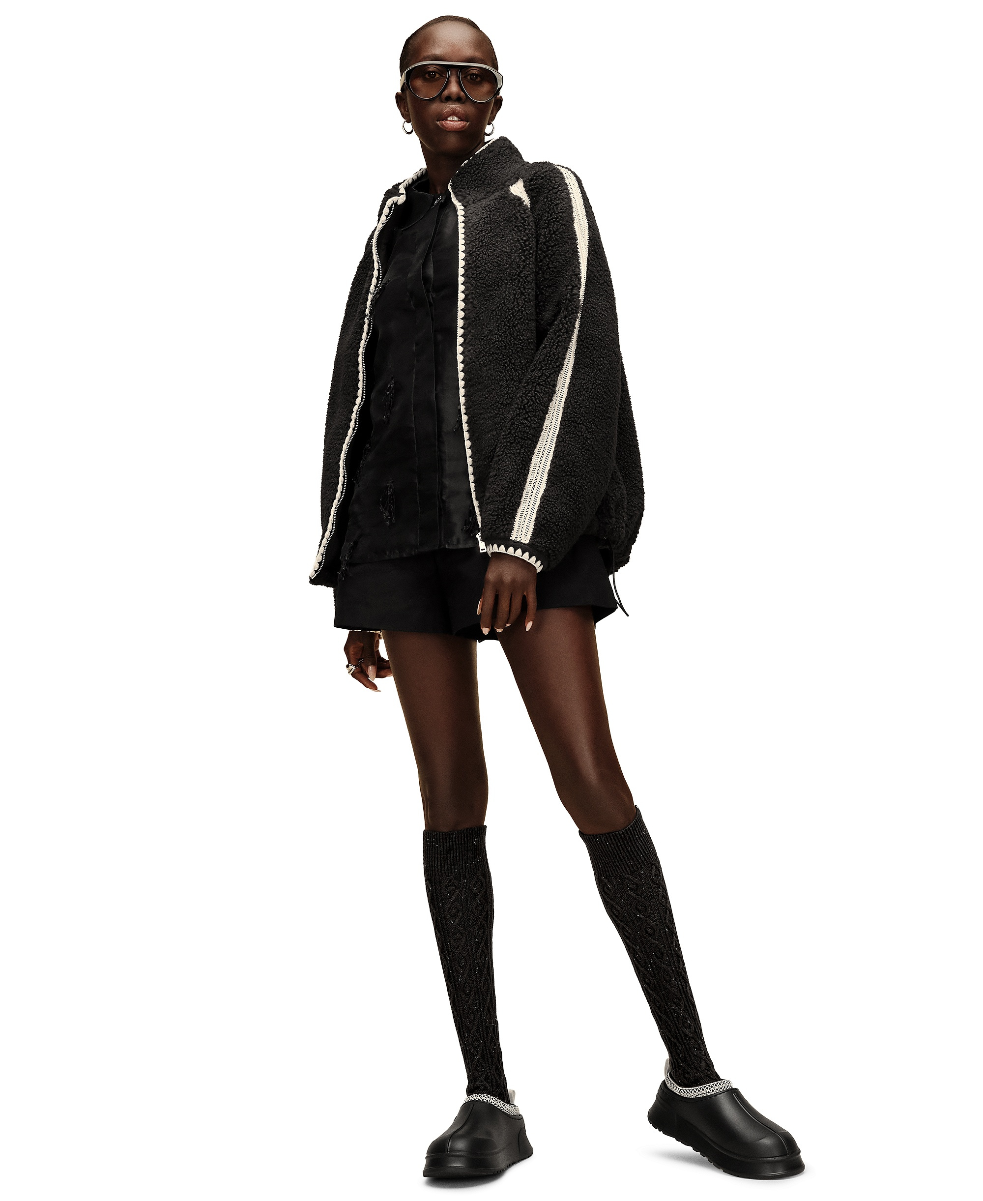UGG® Women's Rensa Cable-Knit Knee-High Socks - Black