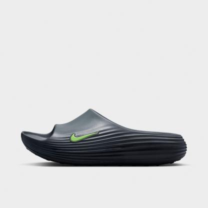 Men's Nithtke ReactX Rejuven8 Slide Sandals - Cool Grey/Black/Volt - Left shoe facing left. Outside of the shoe.