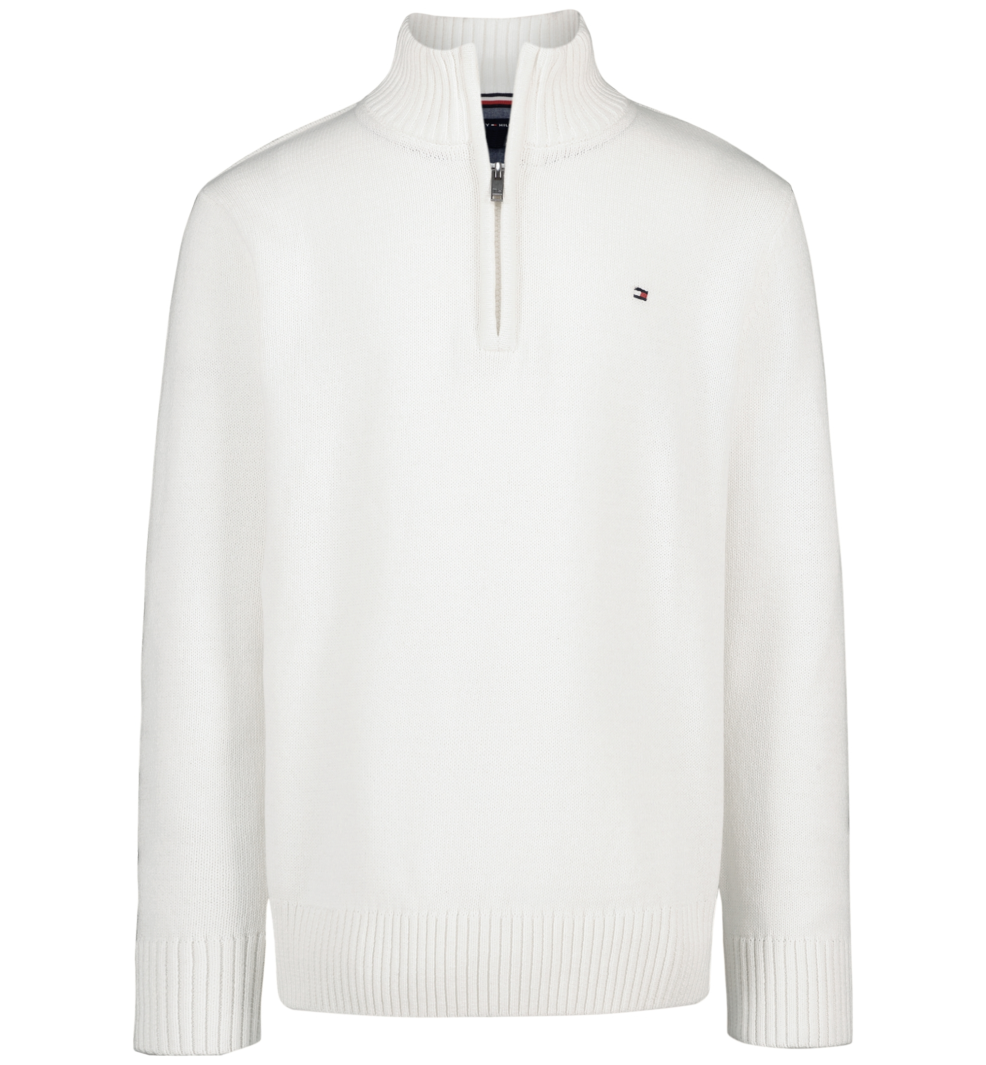 Tommy Hilfiger Boys' 8-20 Zipneck Cotton Quarter-Zip Sweater - Ecru