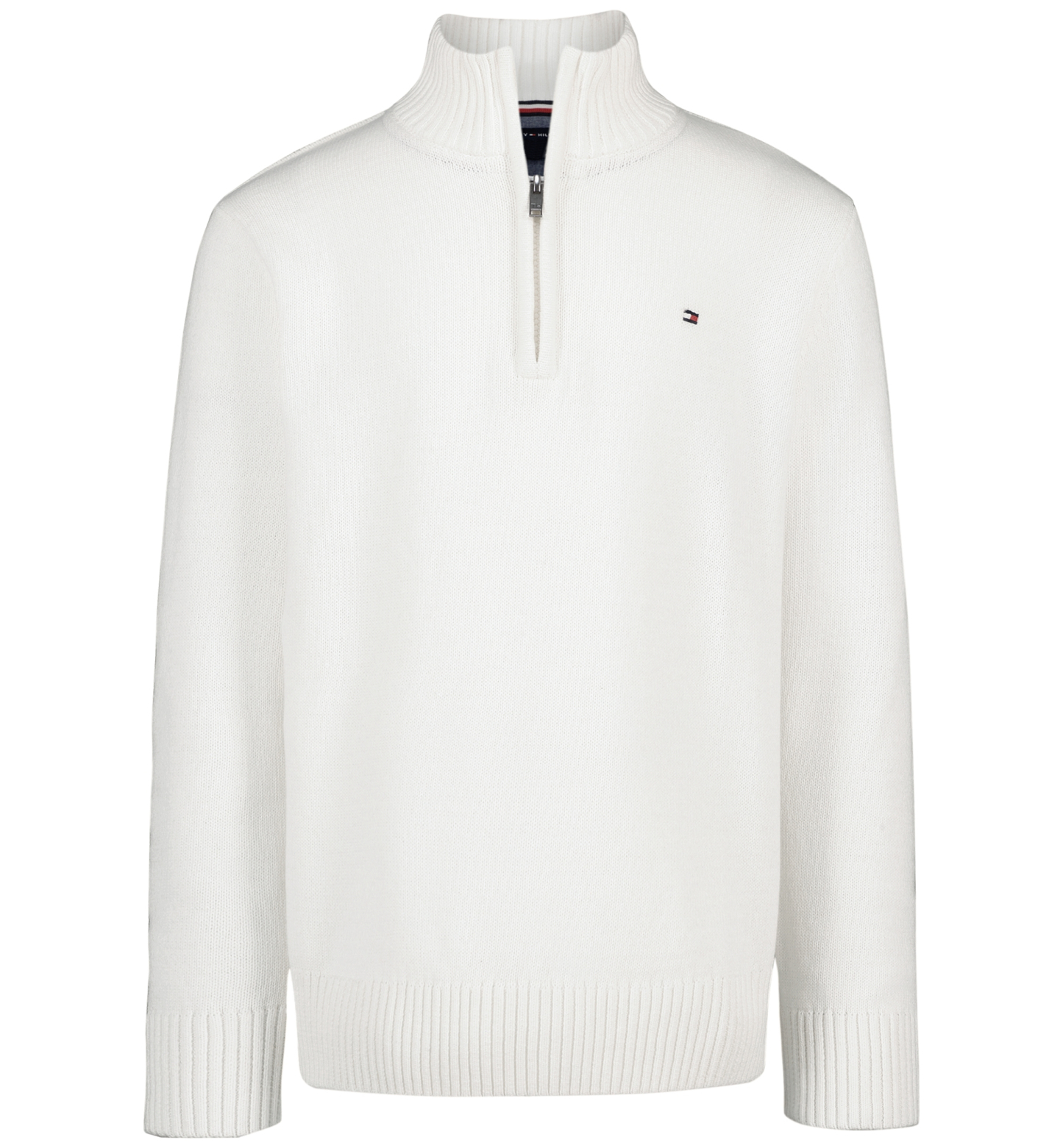 Tommy Hilfiger Boys' 8-20 Zipneck Cotton Quarter-Zip Sweater - Ecru