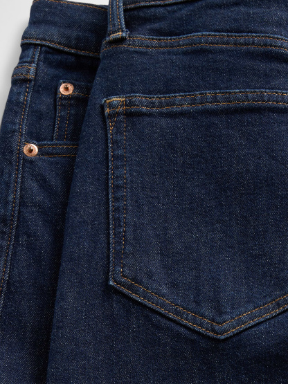 High Rise Stride Cuffed Wide-Leg Jeans - Dark blue indigo