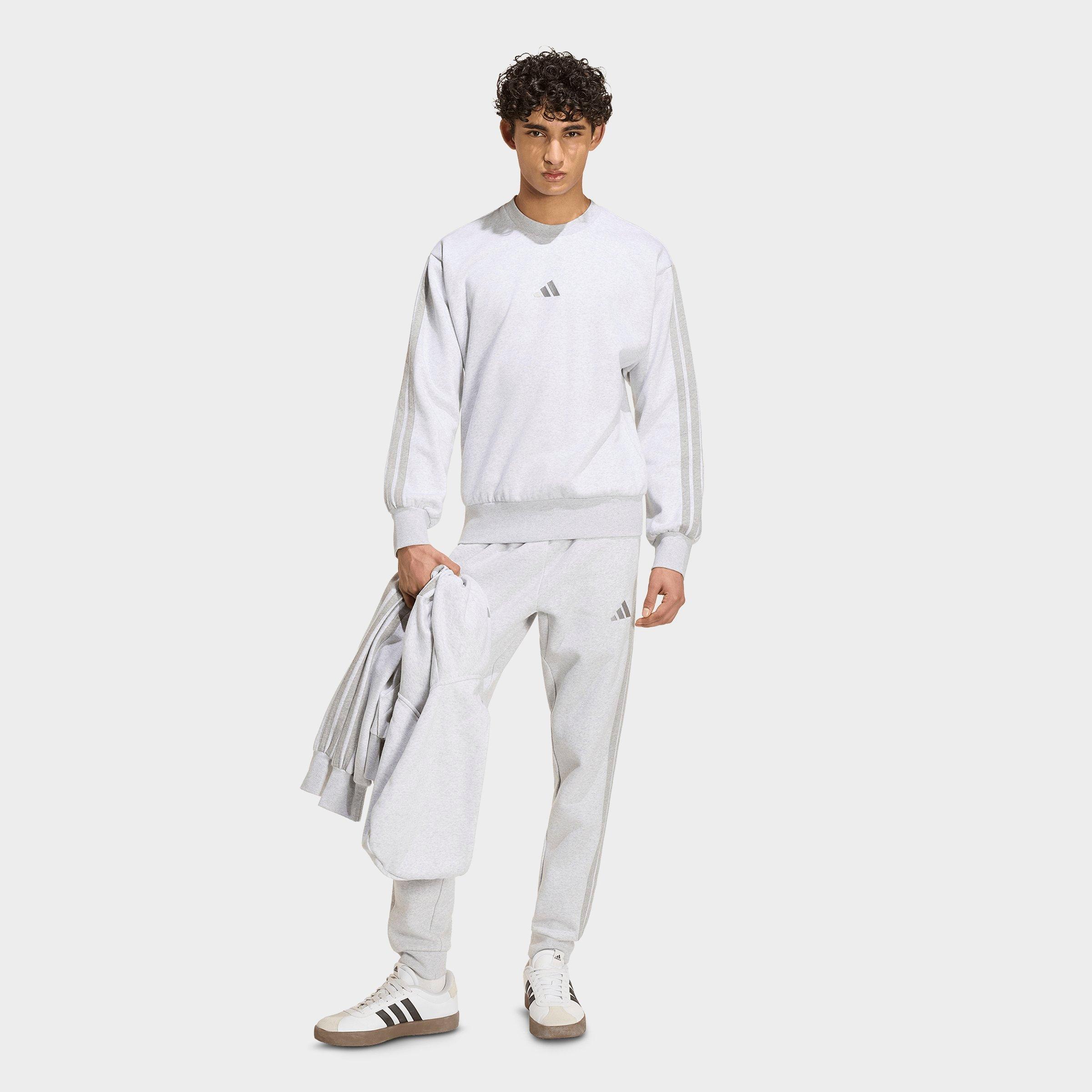 Men's adidas Essentials 3-Stripes Fleece Jogger Pants - Light Grey Heather/Medium Grey Heather