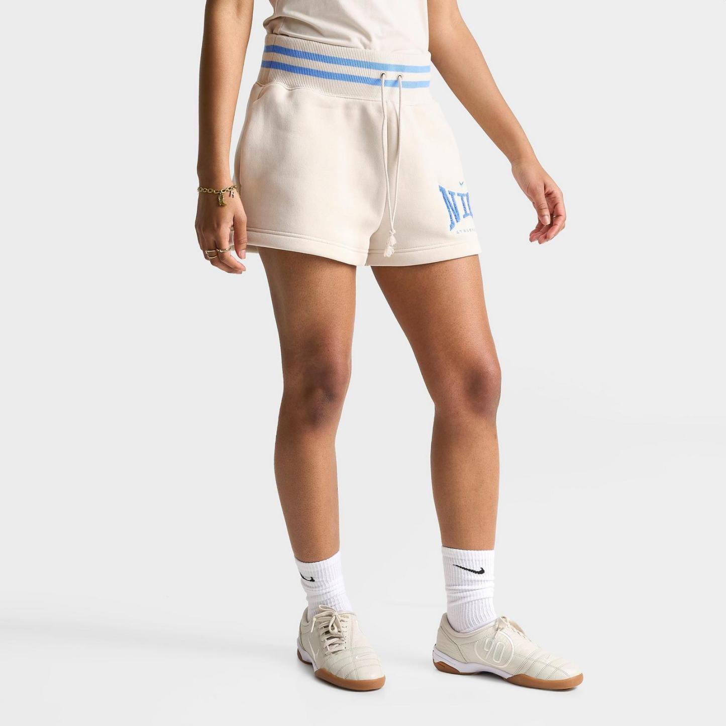 Women's Nike Sportswear Phoenix Fleece 4" High-Waisted Shorts - Light Orewood Brown/University Blue