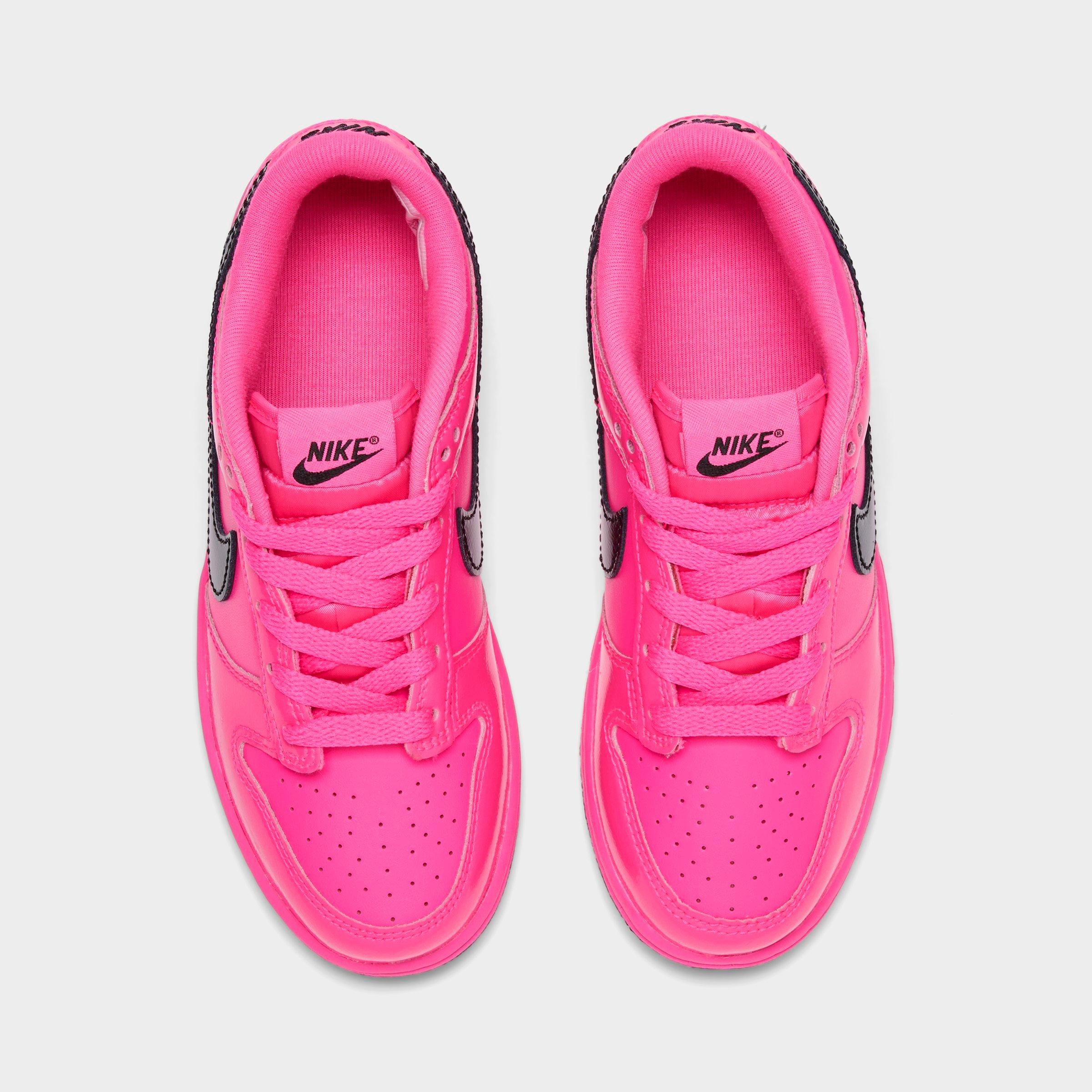 Little Kids' Nithtke Dunk Low Casual Shoes - Part 2 - Pink Blast/Pink Blast/Black - Top view