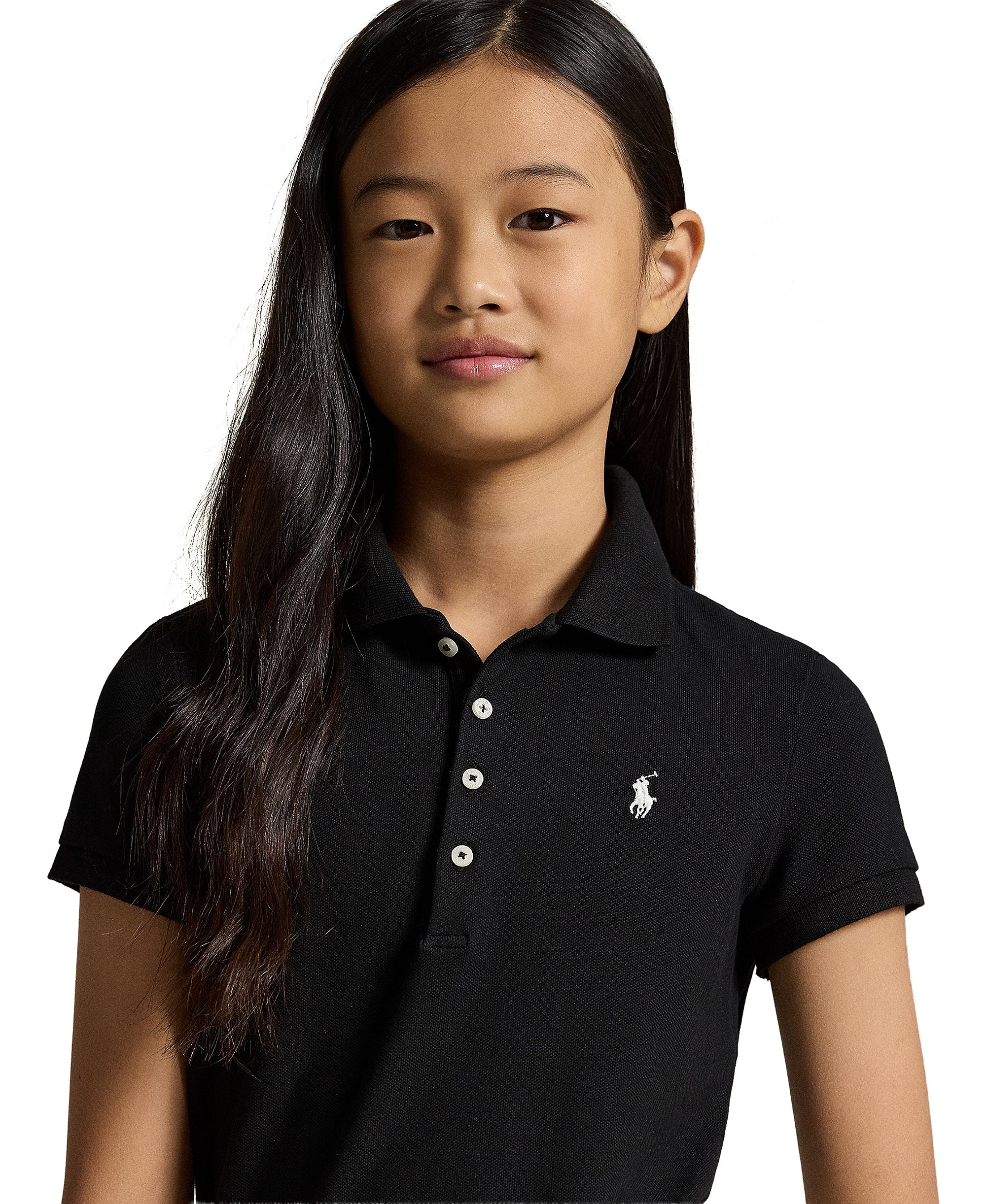 Polo Ralph Lauren Girls' 7-16 Stretch Cotton Mesh Polo Shirt - Polo Black