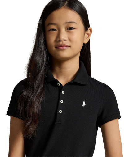 Polo Ralph Lauren Girls' 7-16 Stretch Cotton Mesh Polo Shirt - Polo Black