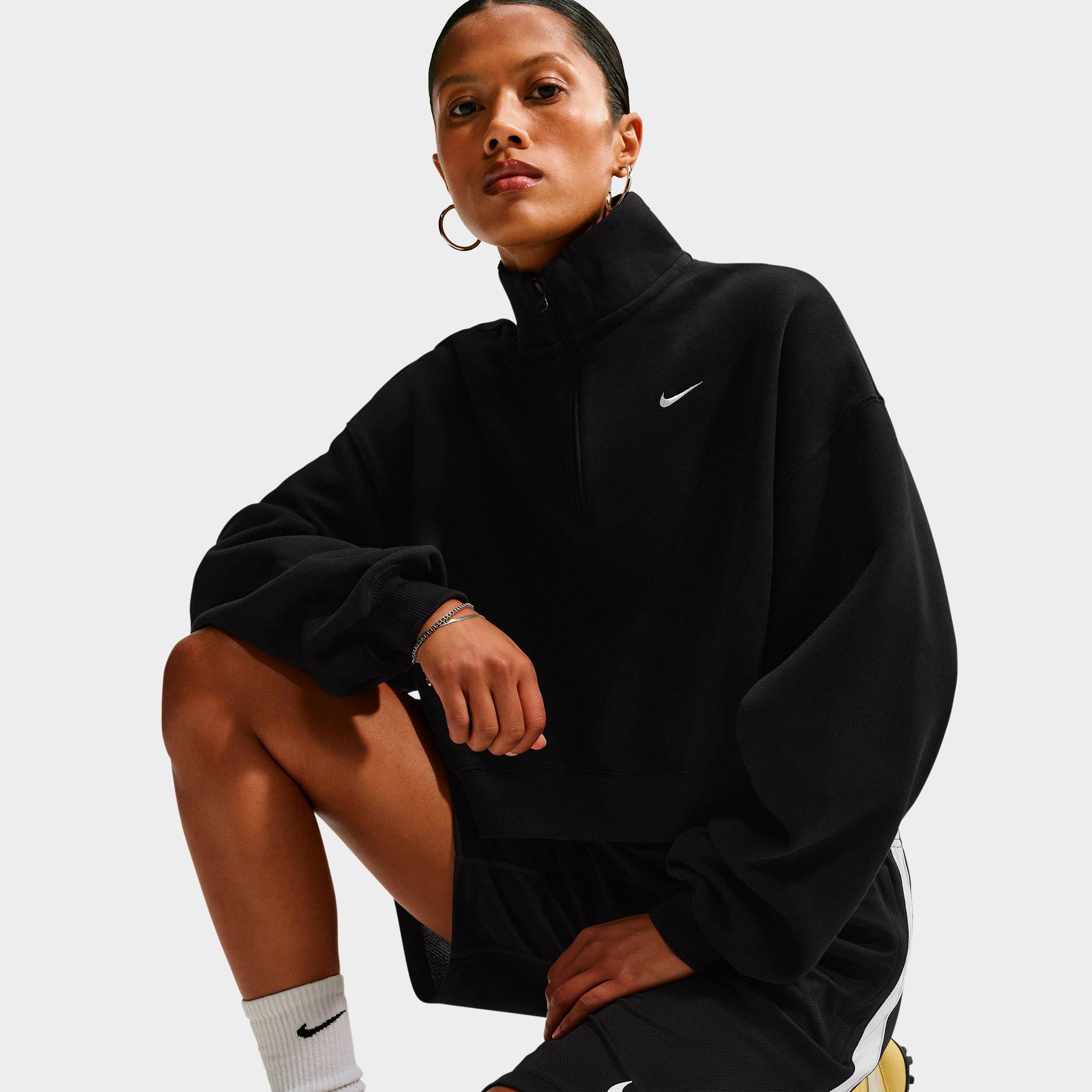 Women's Nithtke Studio Fleece Medium-Weight Oversized Cropped Quarter-Zip Jacket - Total Black/Sail