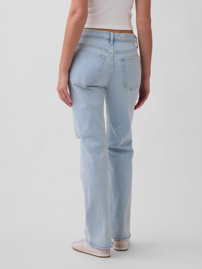 Mid Rise Relaxed Straight Jeans - Light wash