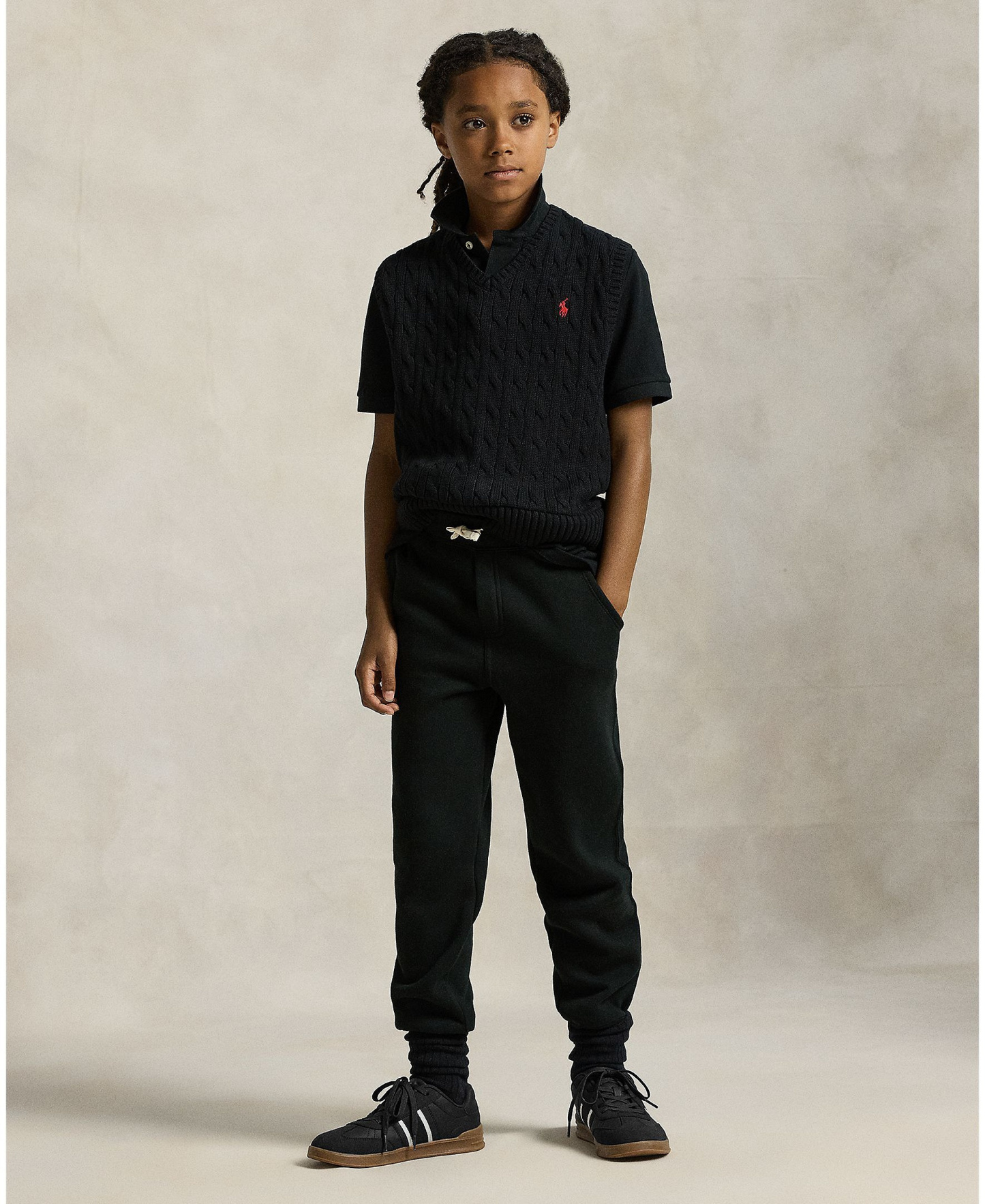 Polo Ralph Lauren Big Boys Cable- Knit Sweater Vest - Polo Black