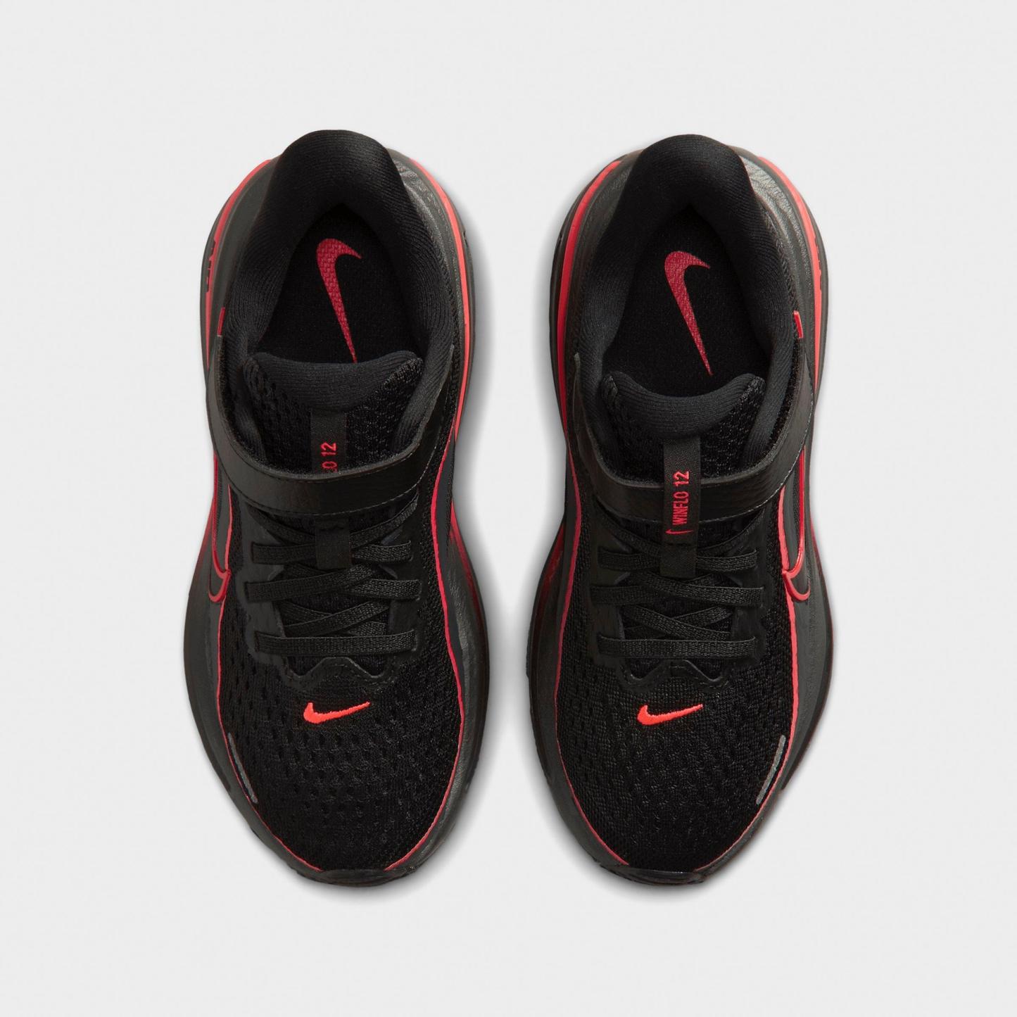 Little Kids' Nithtke Winflo 12 Road Running Shoes - Black/Red Orbit/Dark Smoke Grey/Black - Top view