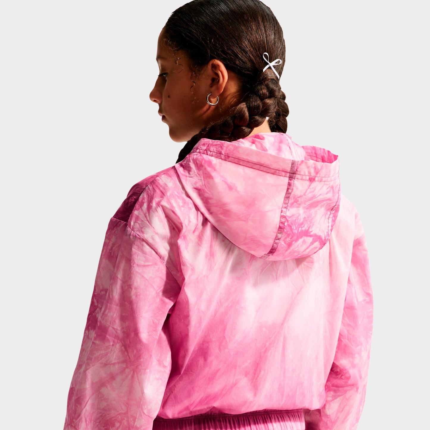 Girls' Big Kids' Nithtke Sportswear Club Woven Full-Zip Track Jacket - Sweet Beet/Soft Pearl