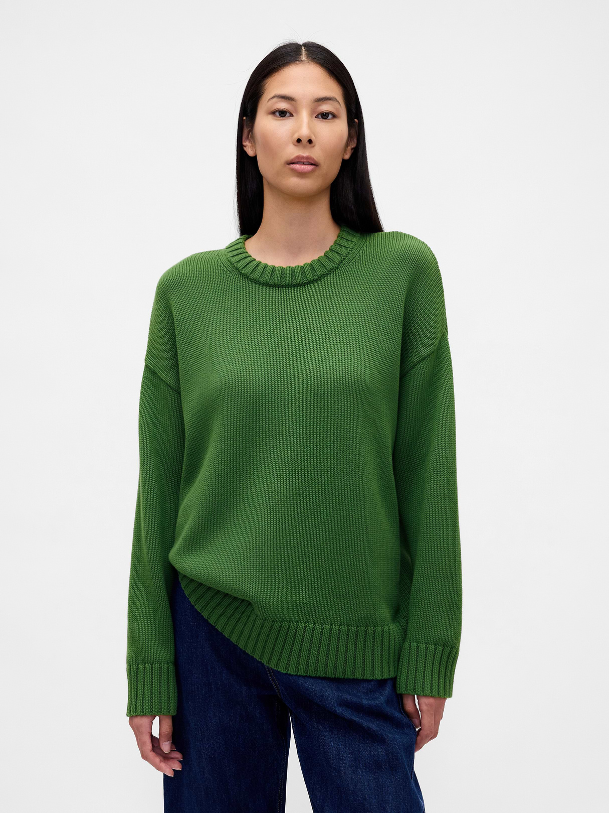 100% Cotton Oversized Sweater - Saratoga green