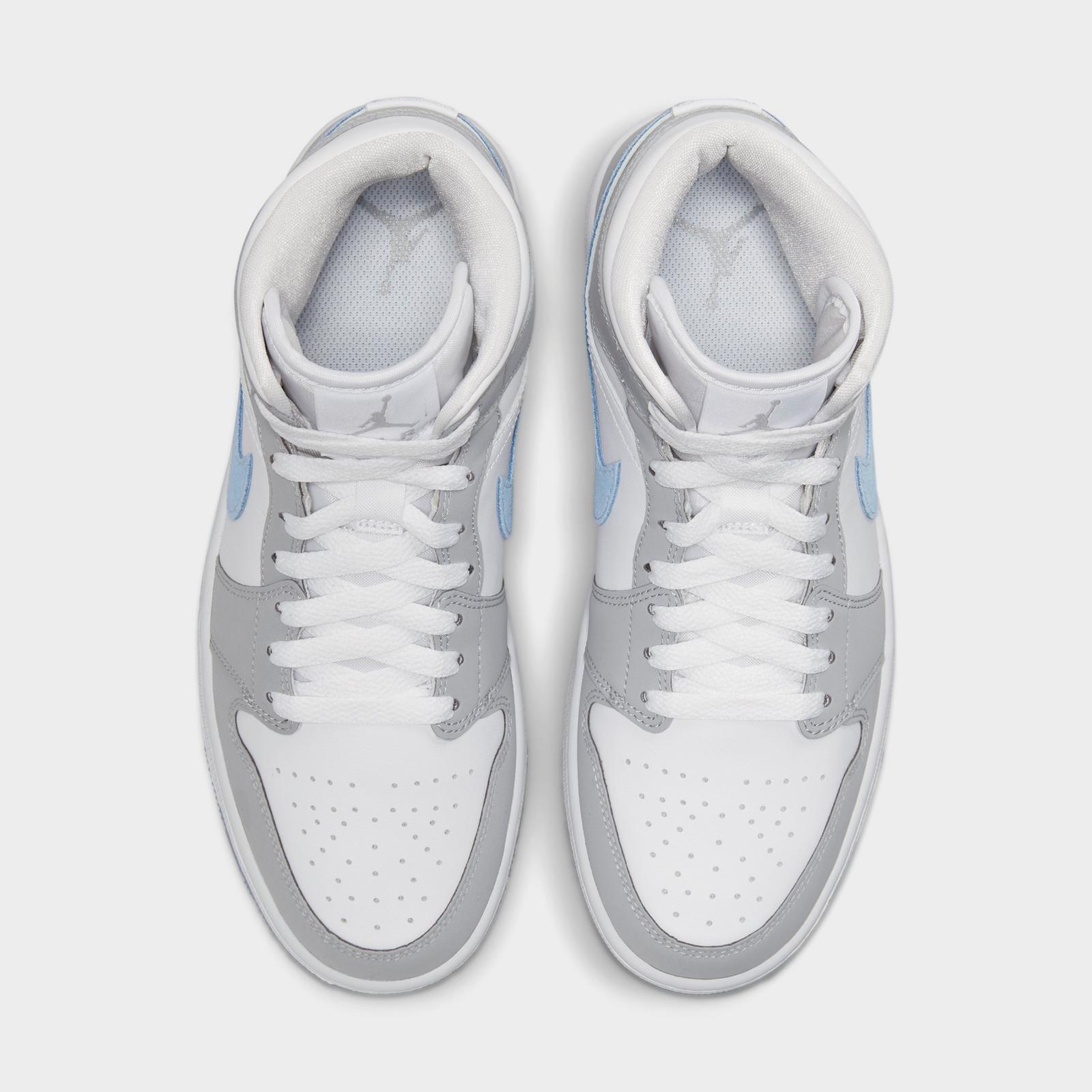 Women's Air Jordan Retro 1 Mid Casual Shoes - Psychic Blue/Sail/Coconut Milk/Neutral Grey - view 5