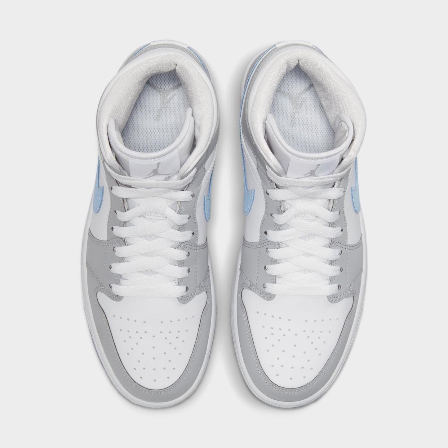 Women's Air Jordan Retro 1 Mid Casual Shoes - Psychic Blue/Sail/Coconut Milk/Neutral Grey - view 5