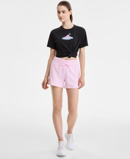 adidas Women's Essentials Small Logo Fleece Shorts - Clear Pink/White