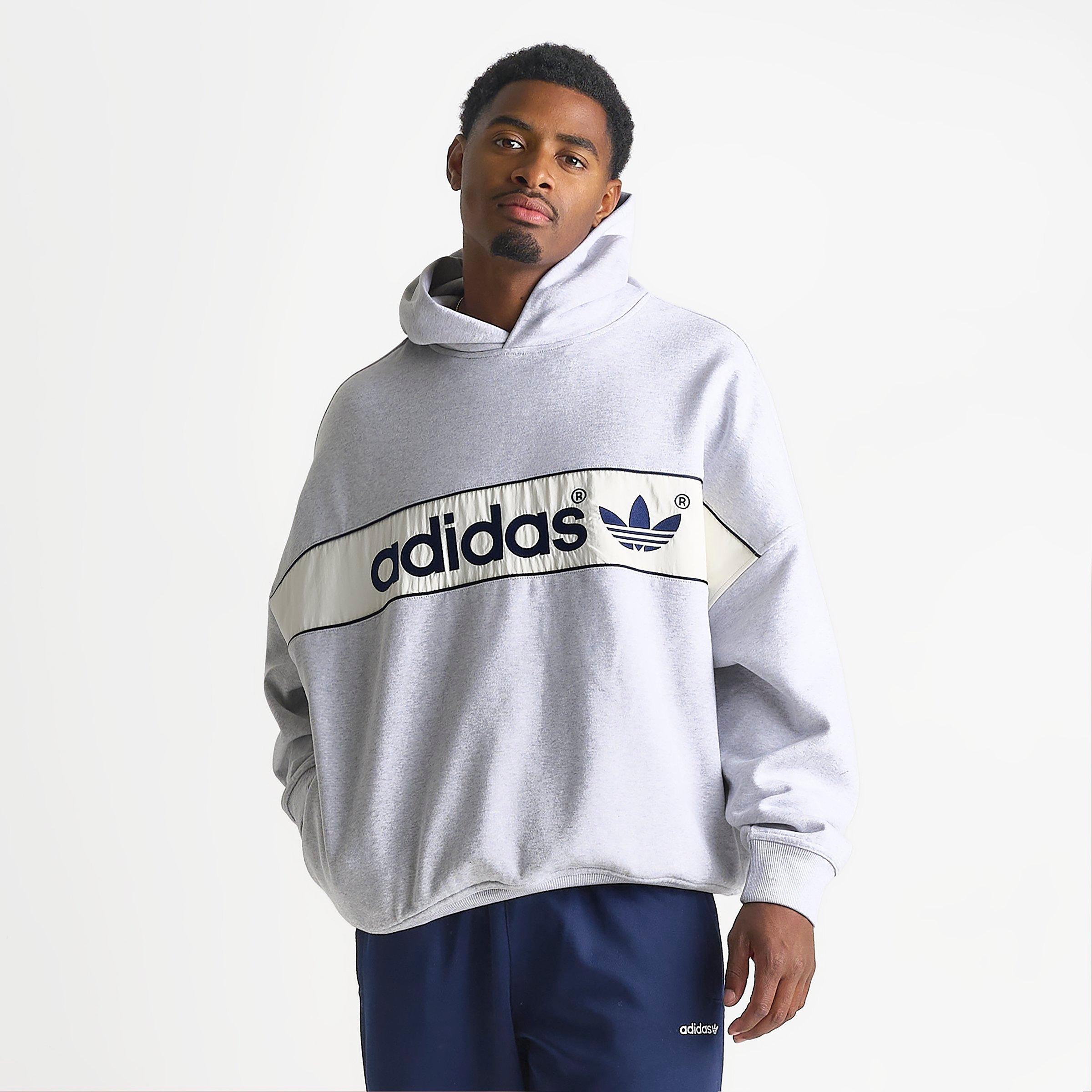 Men's adidas Originals adiSignature NY Fleece Pullover Hoodie - Light Grey Heather