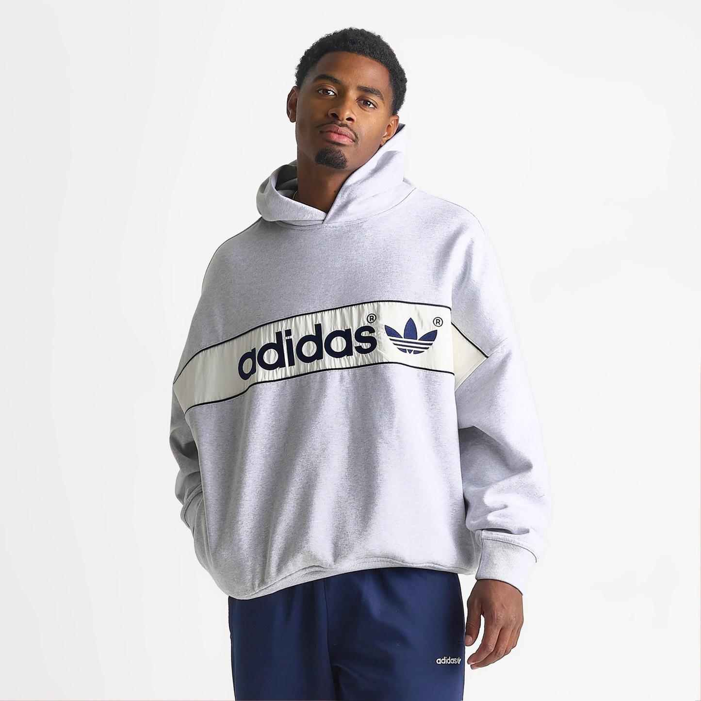 Men's adidas Originals adiSignature NY Fleece Pullover Hoodie - Light Grey Heather