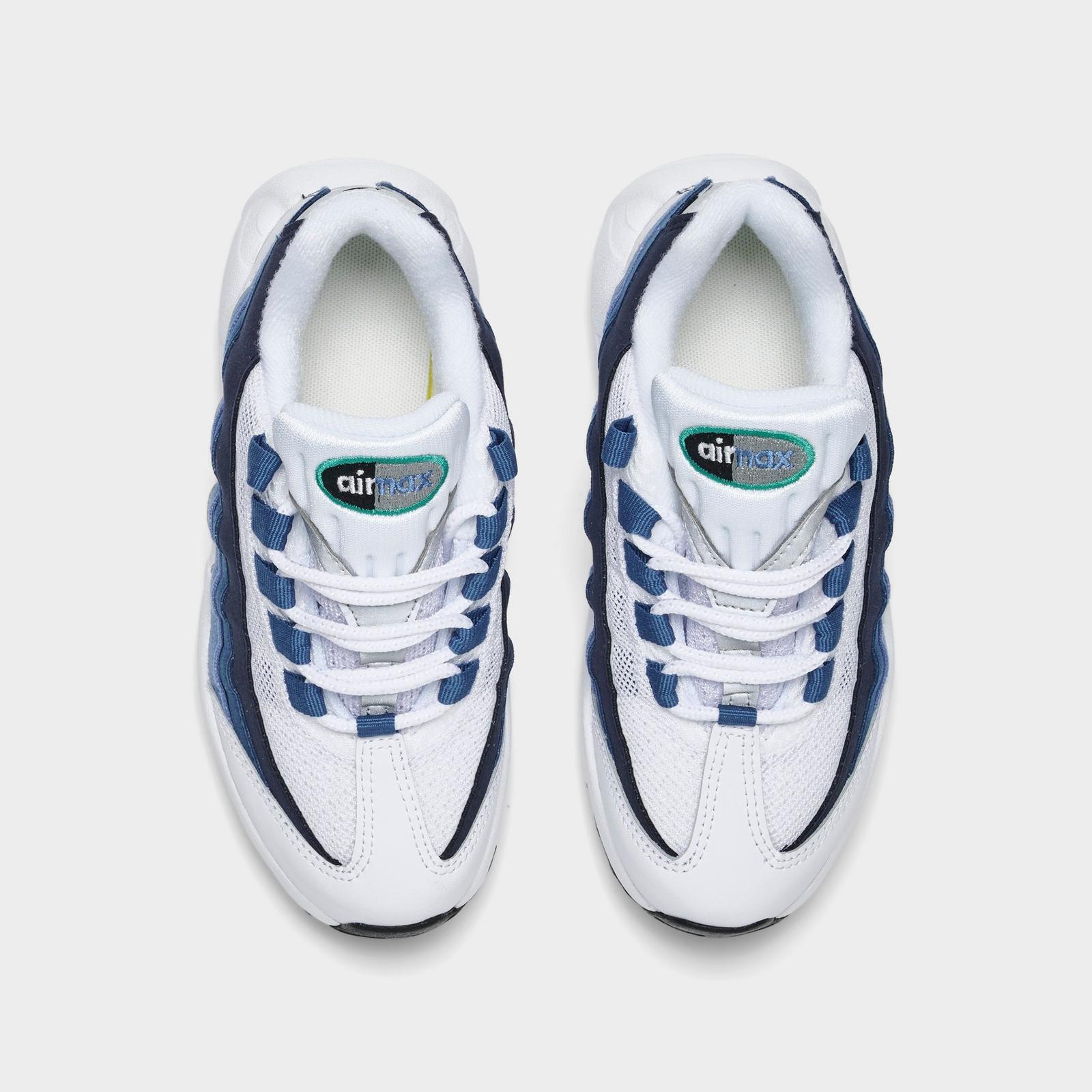 Little Kids' Nike Air Max 95 Casual Shoes - White/Emerald Green/Lake Blue