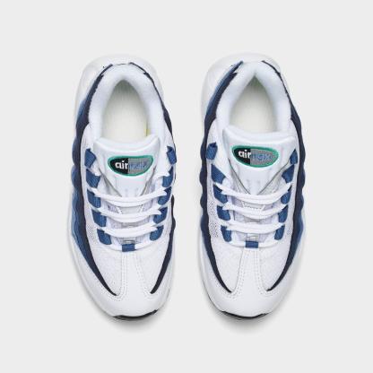 Little Kids' Nike Air Max 95 Casual Shoes - White/Emerald Green/Lake Blue