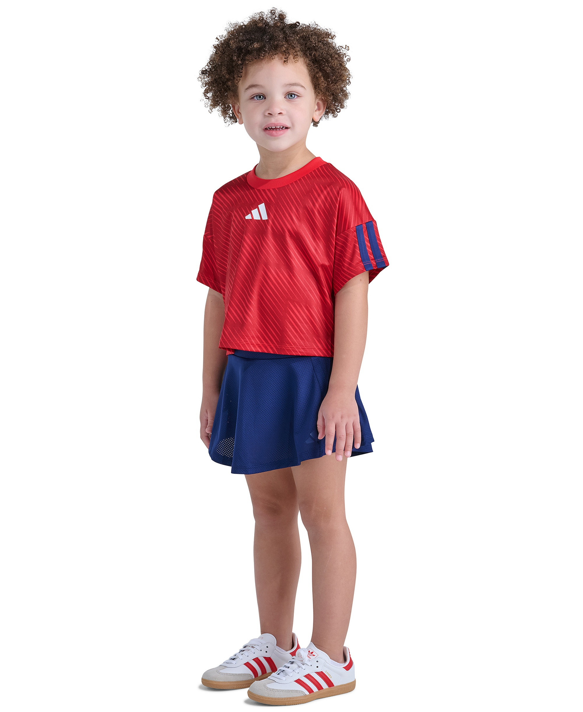 adidas Girls' 2T-6X Short-Sleeve Top & Skort, 2-Piece Set - Red/Blue
