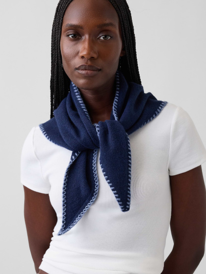CashSoft Whipstitch Bandana Scarf - Bainbridge blue