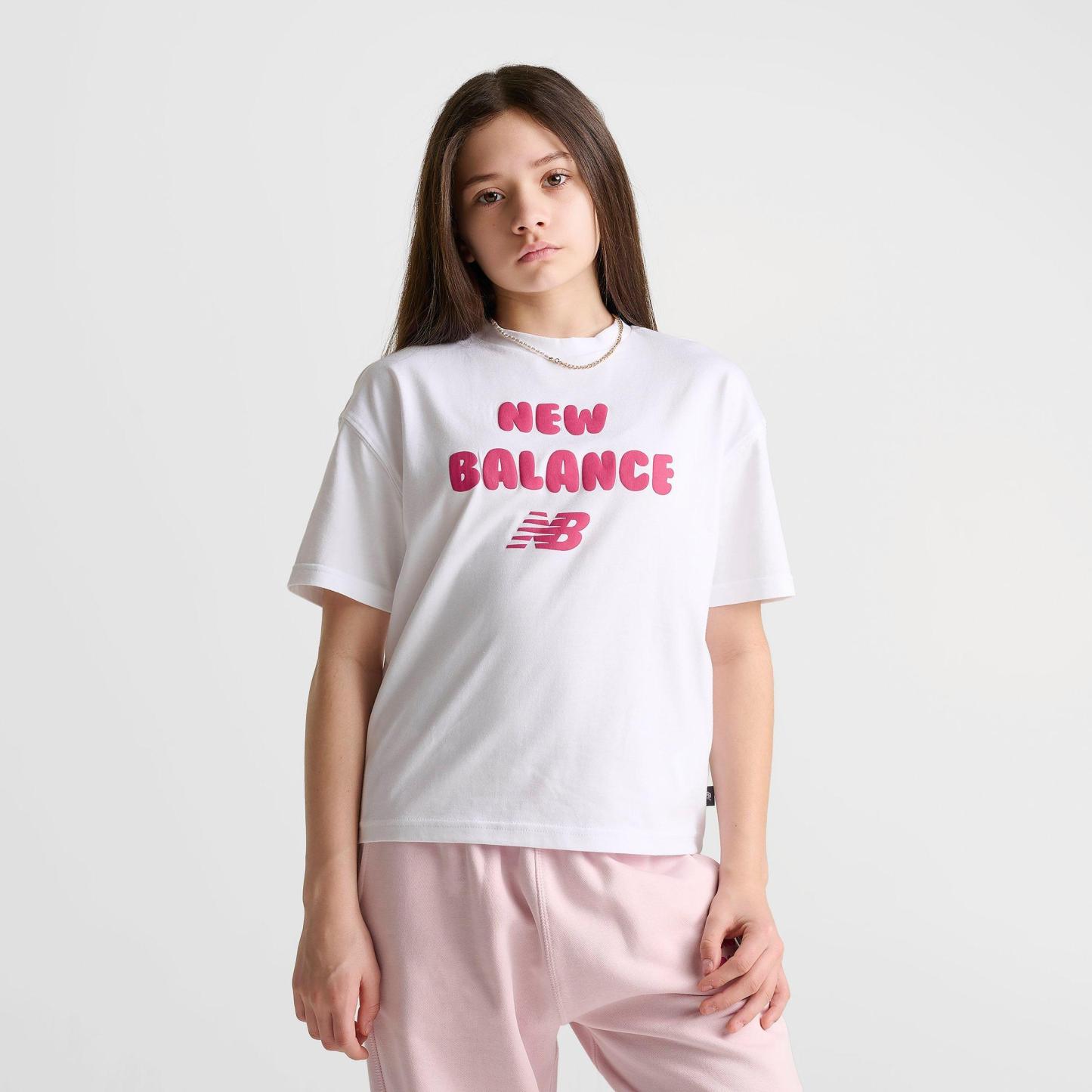 Girls' Big Kids' New Balance Heart Bubble T-Shirt - Bright White - view 3