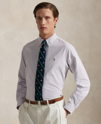 Polo Ralph Lauren Men's Classic-Fit Oxford Shirt - Thistle/White Stripe