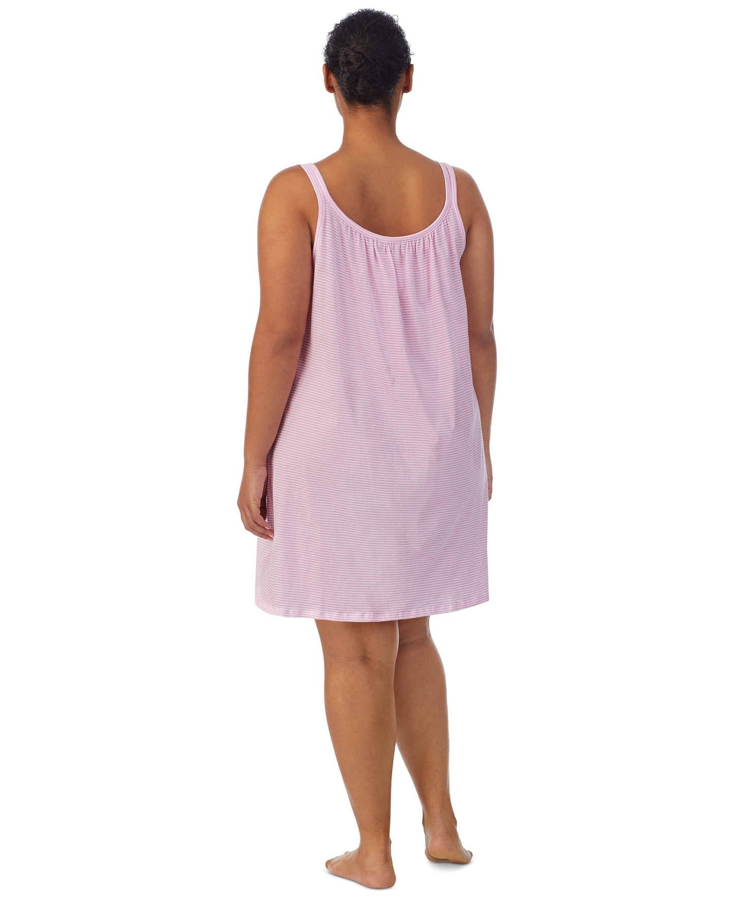 Lauren Ralph Lauren Cotton Knit Double-Strap Nightgown - Pink Stripe