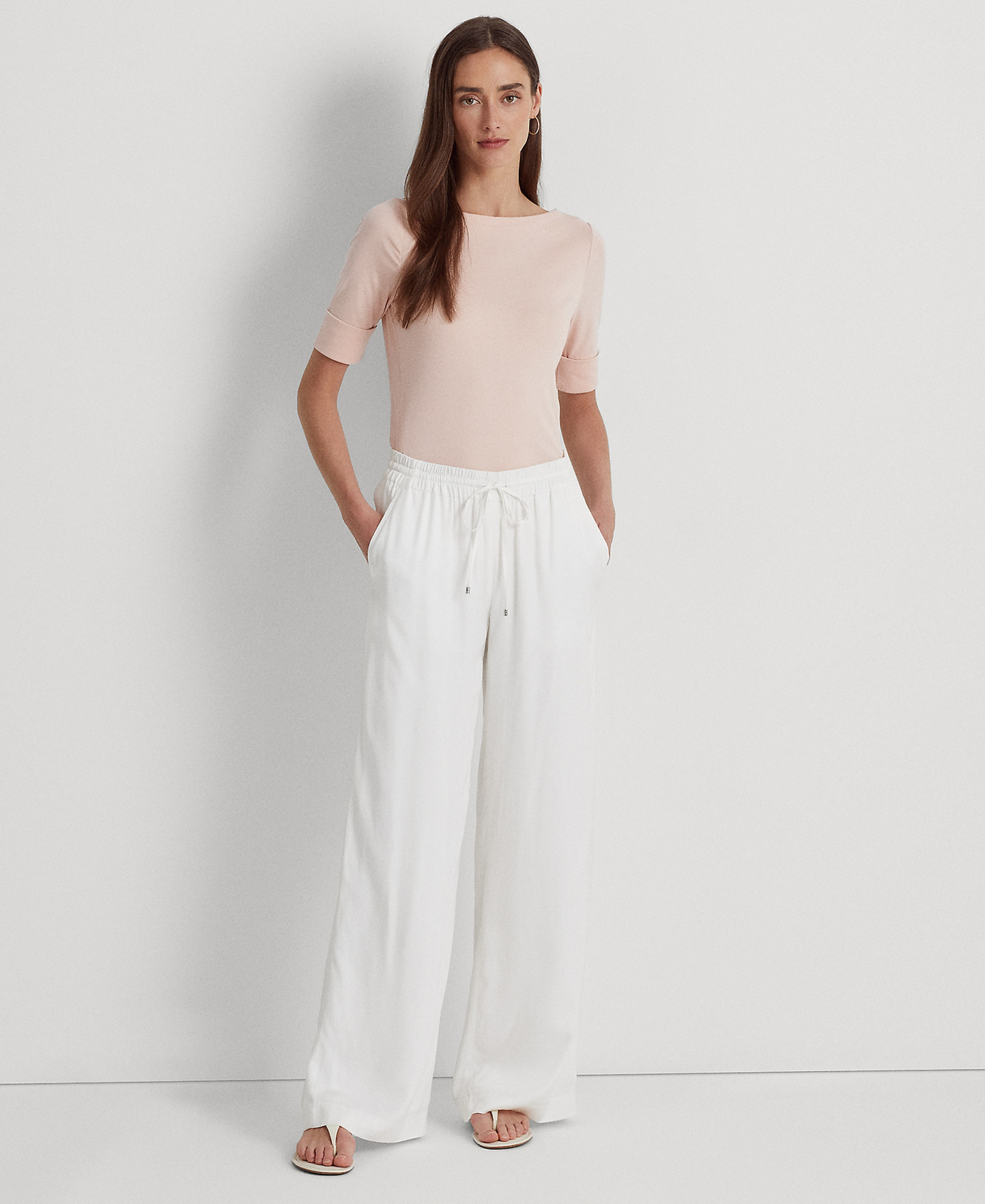 Lauren Ralph Lauren Stretch Boatneck Top - Rose