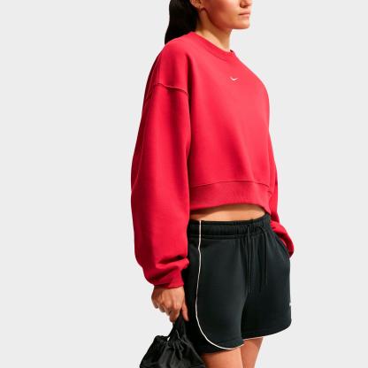 Women's Nithtke Studio Fleece Medium Weight Oversized Cropped Crewneck Sweatshirt - Tough Red/Sail