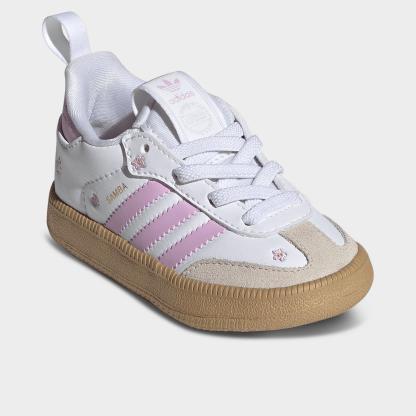 Girls' Toddler adidas Originals Samba Quickon Casual Shoes - Cloud White/Bliss Lilac/Alumina - view 2