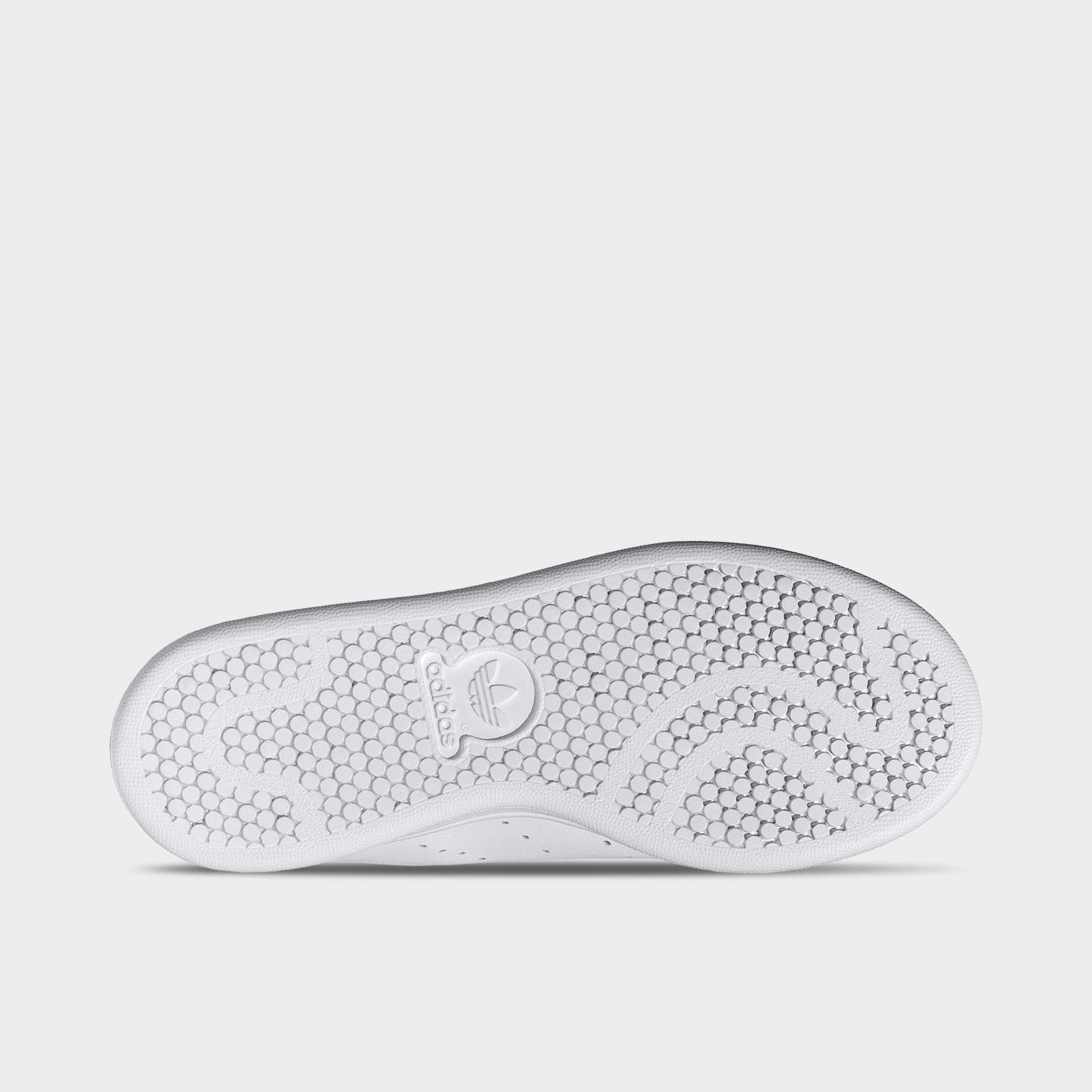 Big Kids' adidas Originals Stan Smith Casual Shoes - White/White/Green - Bottom view