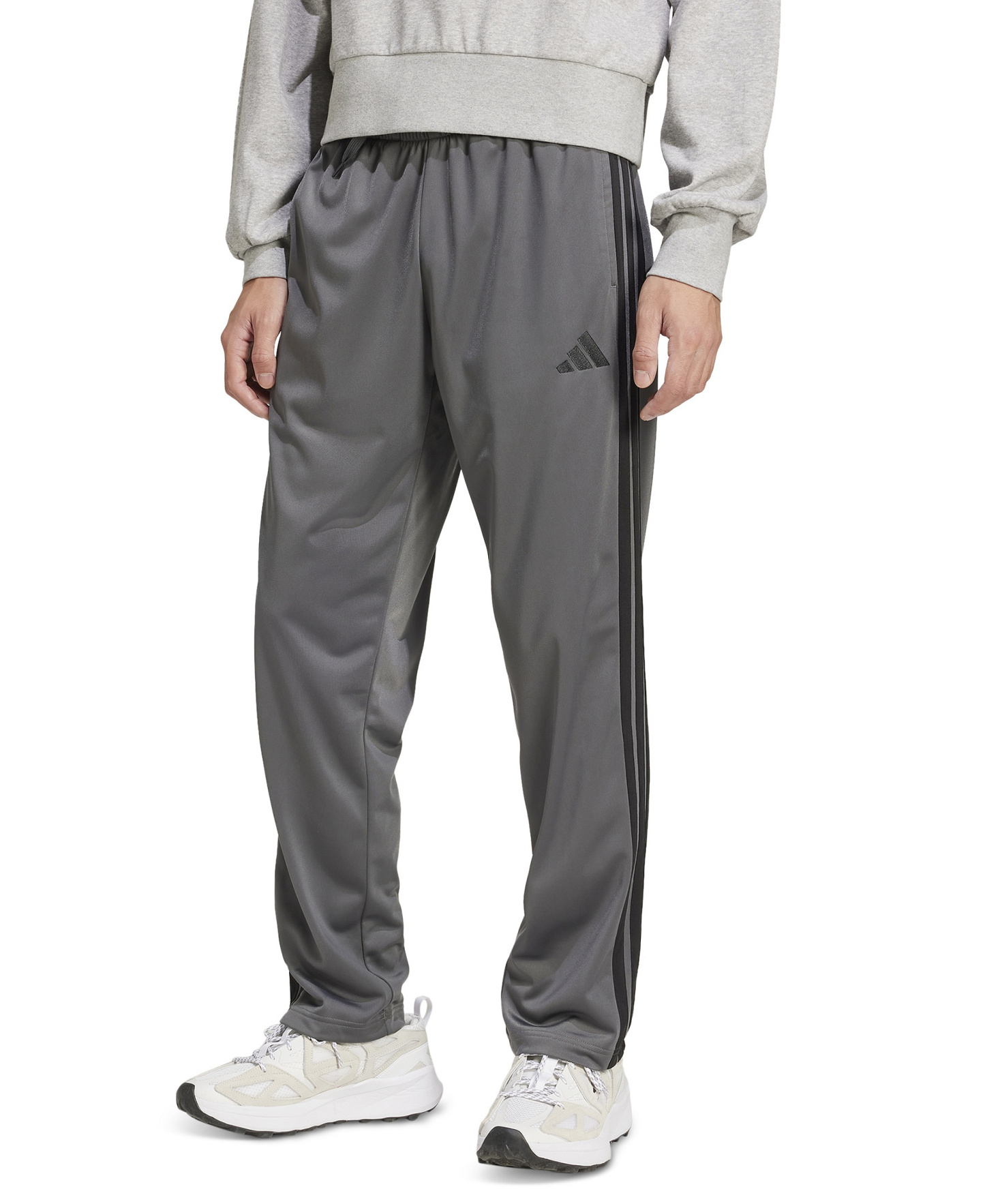 adidas Men's 3-Stripes Regular Open Hem Track Pants - Gray six