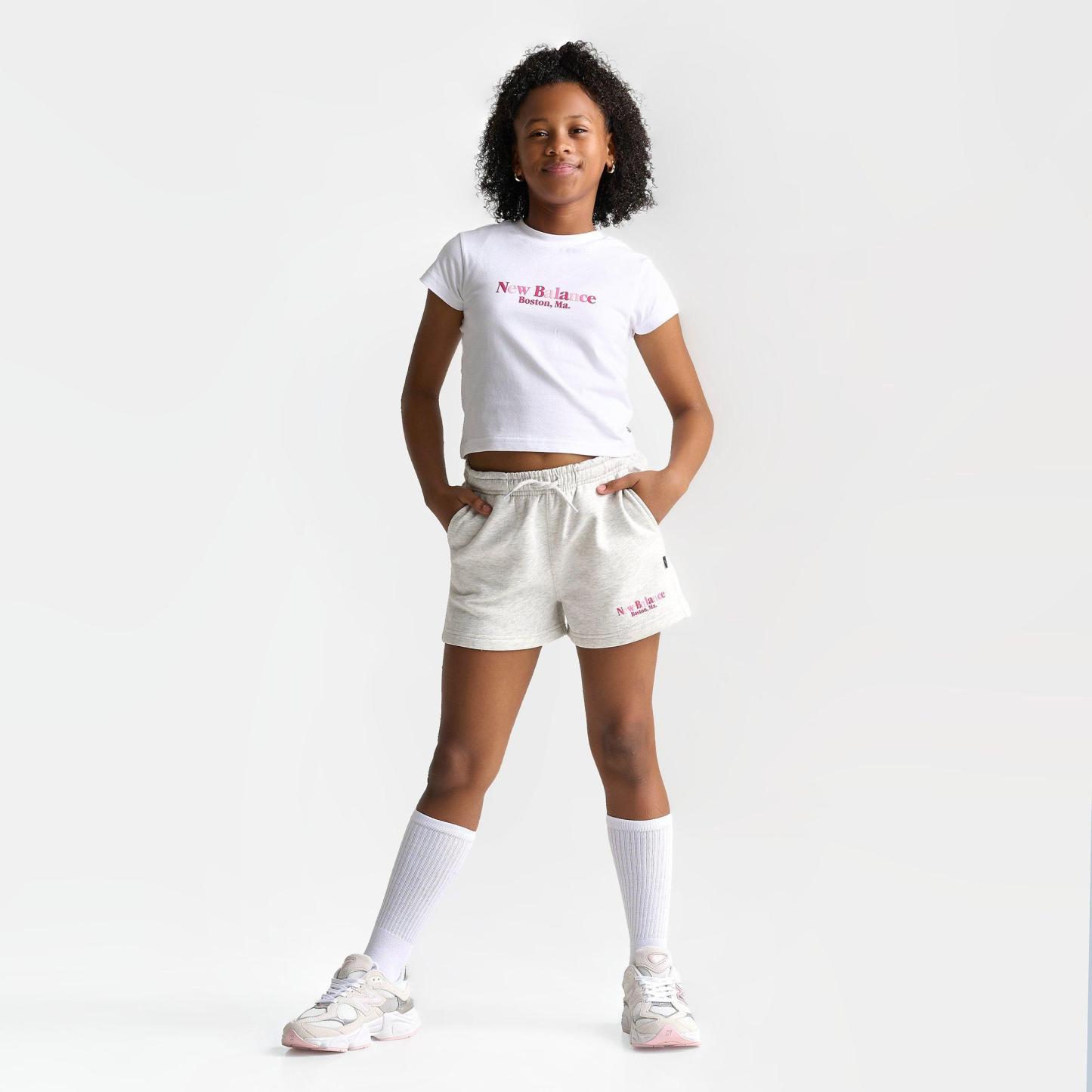 Girls' Big Kids' New Balance Tricolor Baby T-Shirt - Bright White - view 2