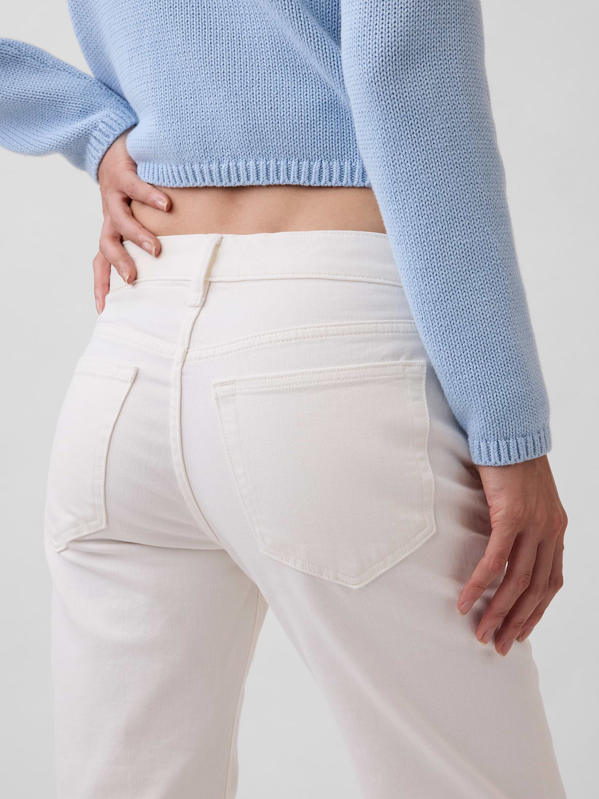 Mid Rise Corduroy Relaxed Straight Pants - Winter white