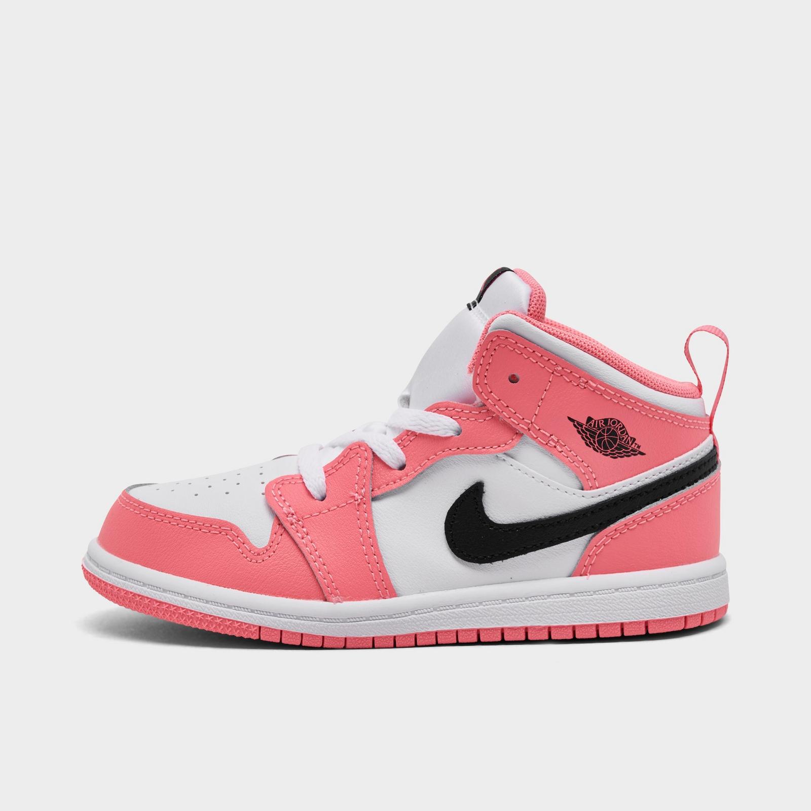 Kids' Toddler Air Jordan Retro 1 Mid Casual Shoes - Pink Gaze/White/Black - view 1