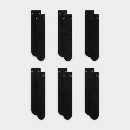 Nithtke Everyday Cushioned Training Crew Socks (6-Pack) - Black/White