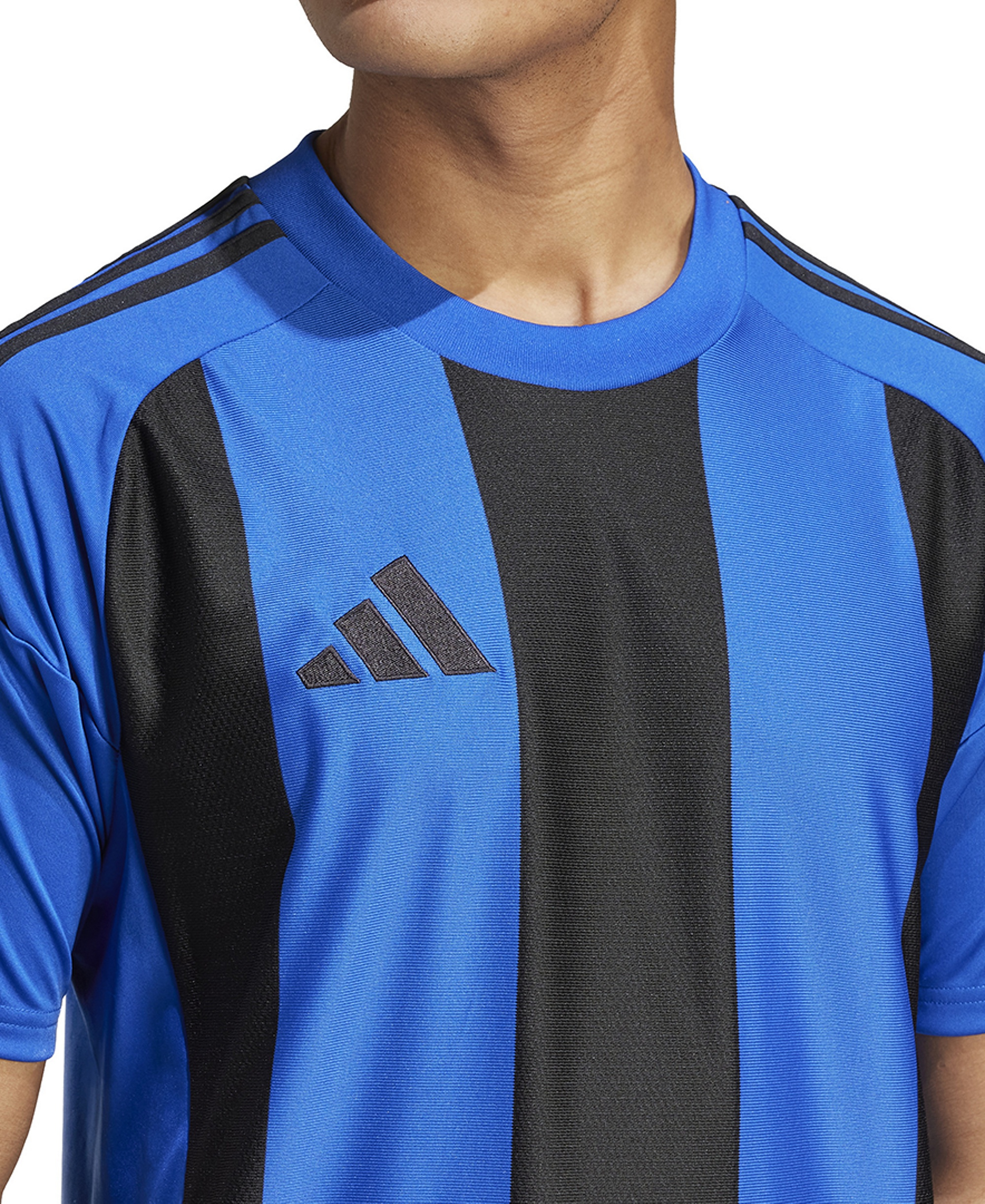 adidas Men's Stripe Logo Jersey T-Shirt - Royal Blue / Black