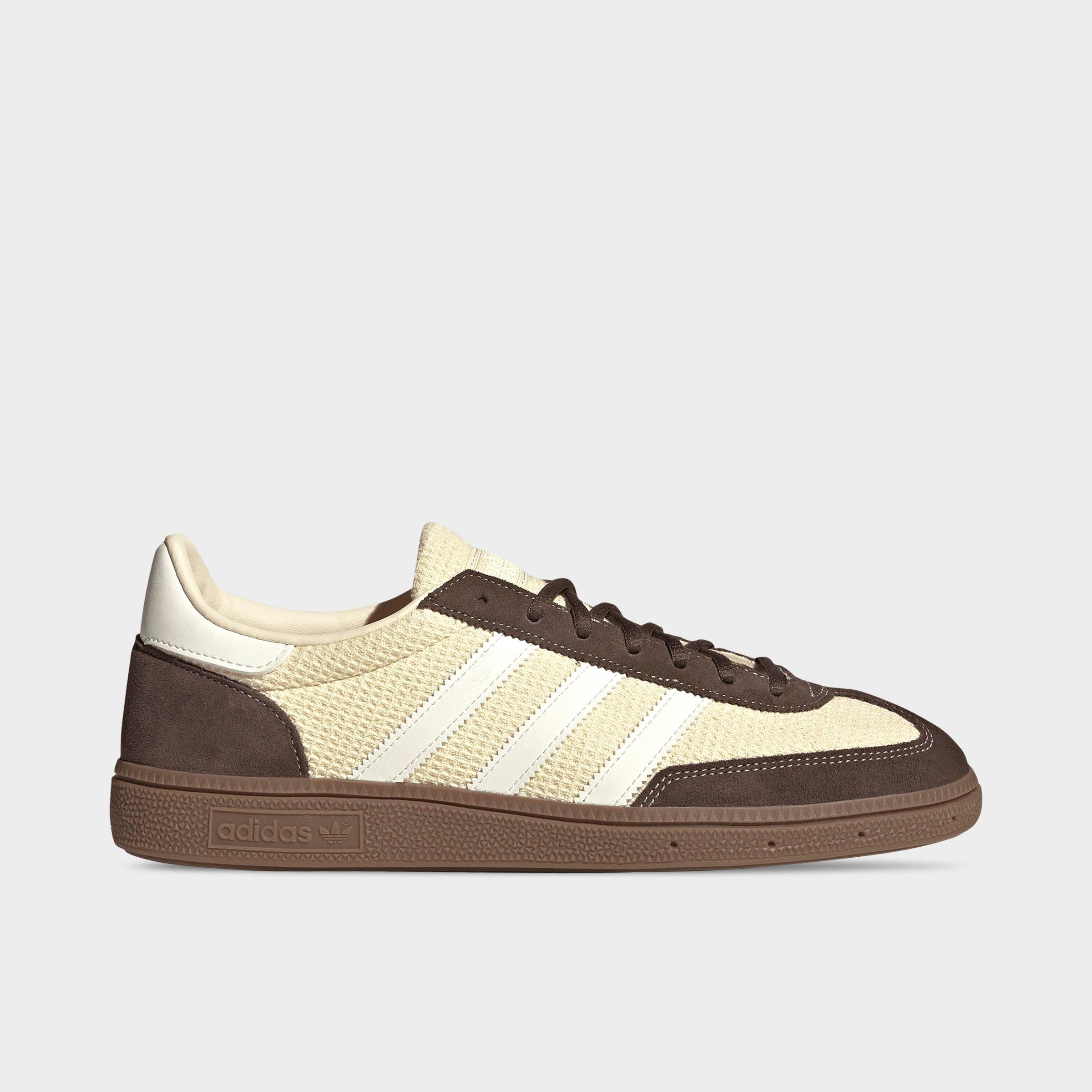 Men's adidas Originals Handball Spezial Casual Shoes - Part 4 - Warm Vanilla/Off White/Dark Brown - Left shoe facing left. Outside of the shoe.