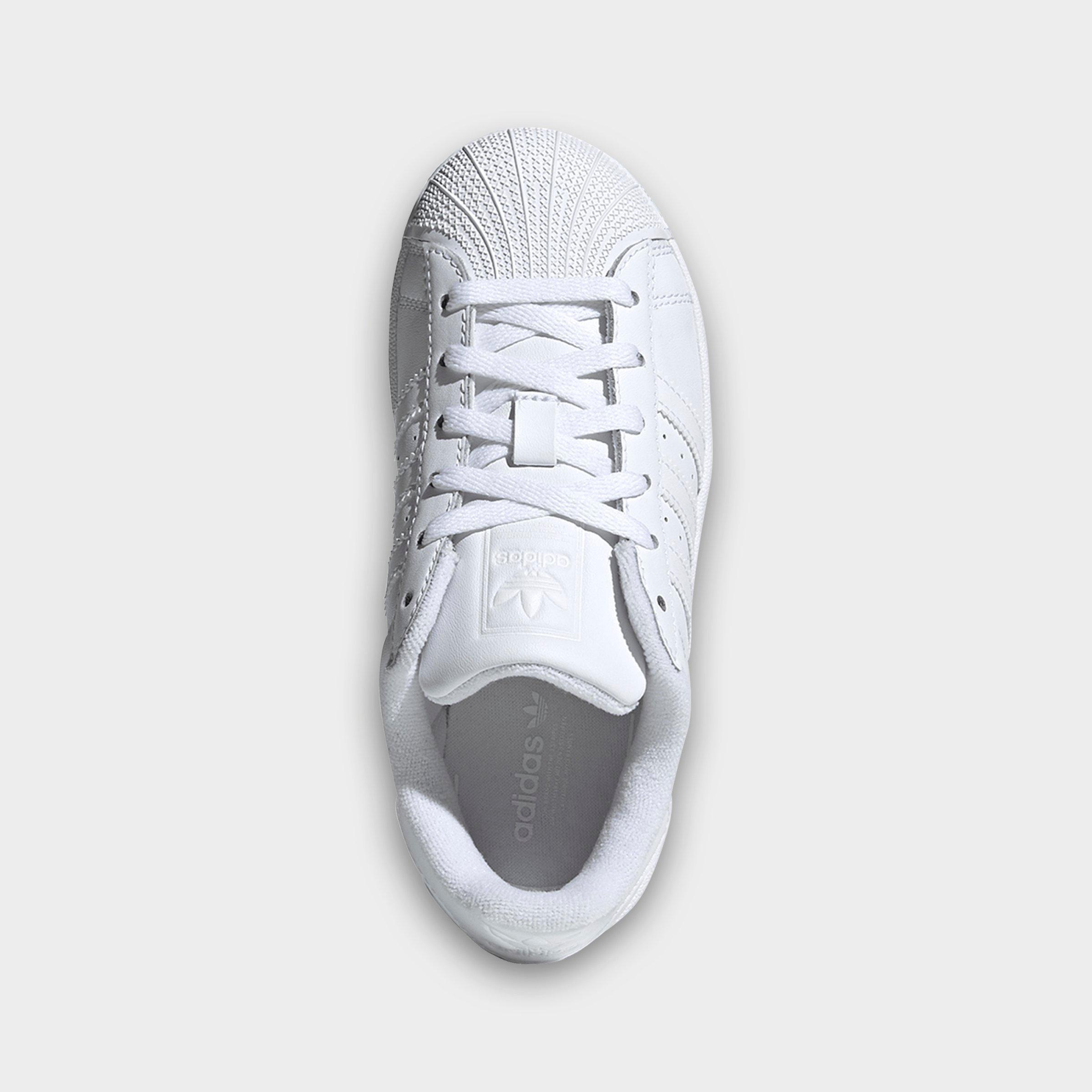 Little Kids' adidas Originals Superstar II Casual Shoes - White/White/White - Top view