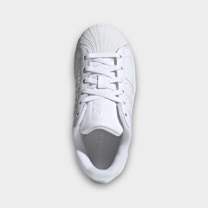 Little Kids' adidas Originals Superstar II Casual Shoes - White/White/White - Top view