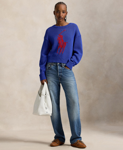 Polo Ralph Lauren Women's Big Pony Crewneck Sweater - Bright royal