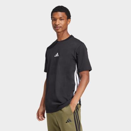 Men's adidas Essentials 3-Stripes Single-Jersey T-Shirt - Black/White