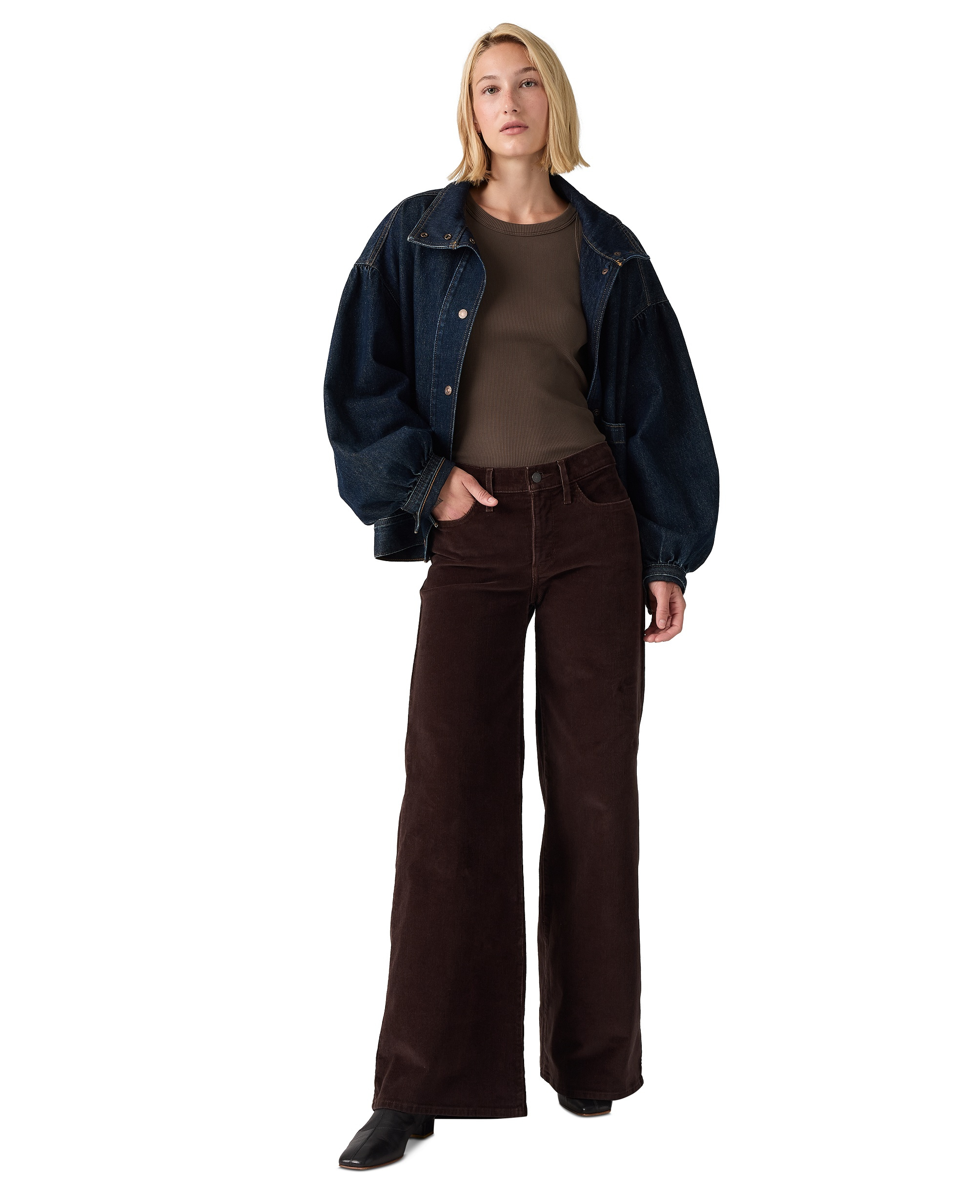 Levi's Women's 318 Shaping Stellar-Stretch Wide-Leg Jeans - Mole/java Twill