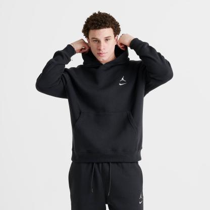 Men's Jordan Swoosh Brooklyn Fleece Pullover Hoodie - Black/White - view 3