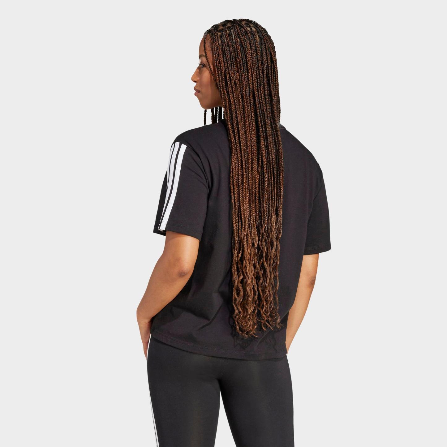Women's adidas Essential 3-Stripes Boyfriend T-Shirt - Black/White