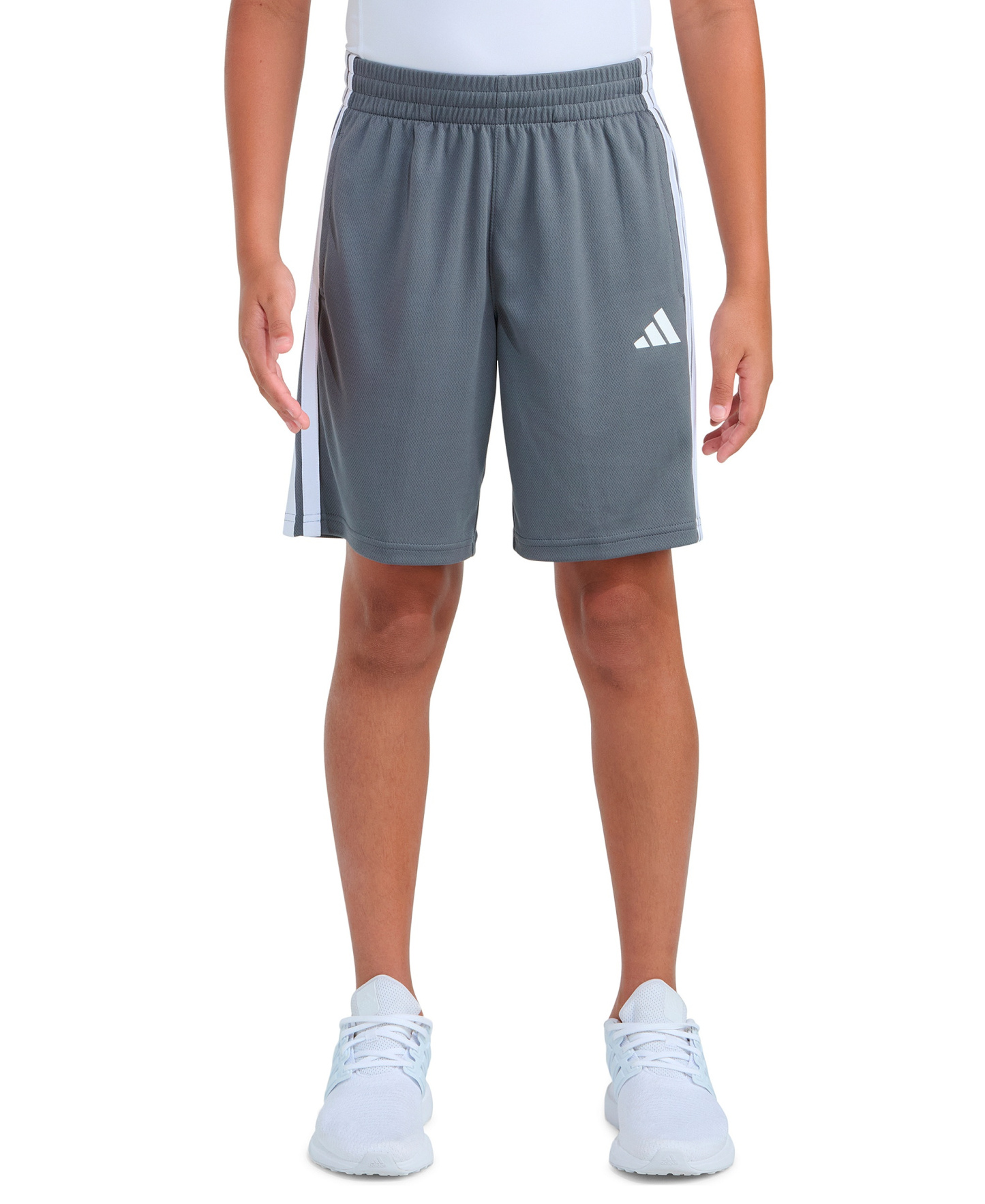 adidas Boys' 8-18 Elastic Waistband Drawcord Shorts - Gray
