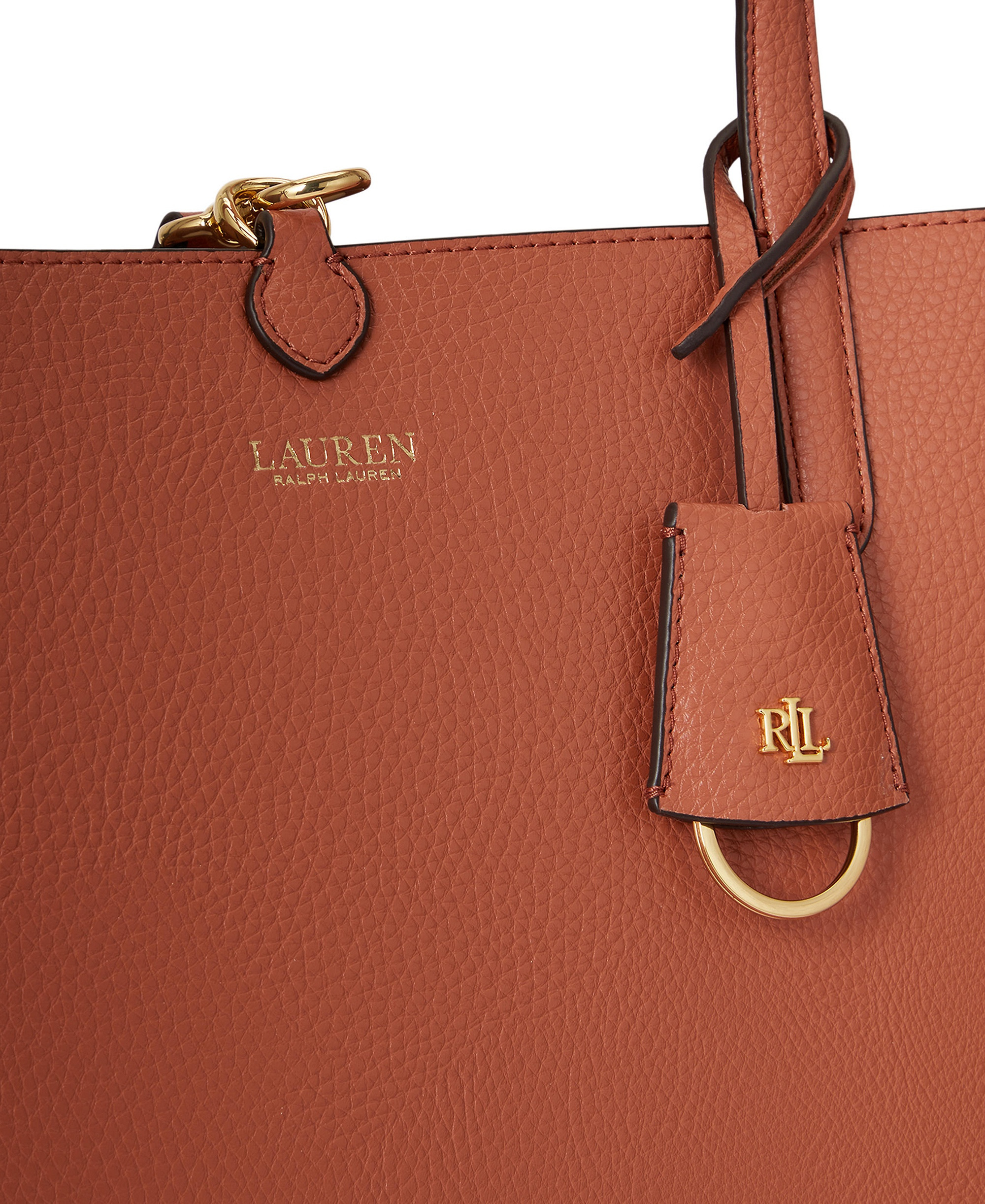 Lauren Ralph Lauren Faux-Leather Reversible Extra Large Tote Handbag - Red Terracotta/Pink Sienna