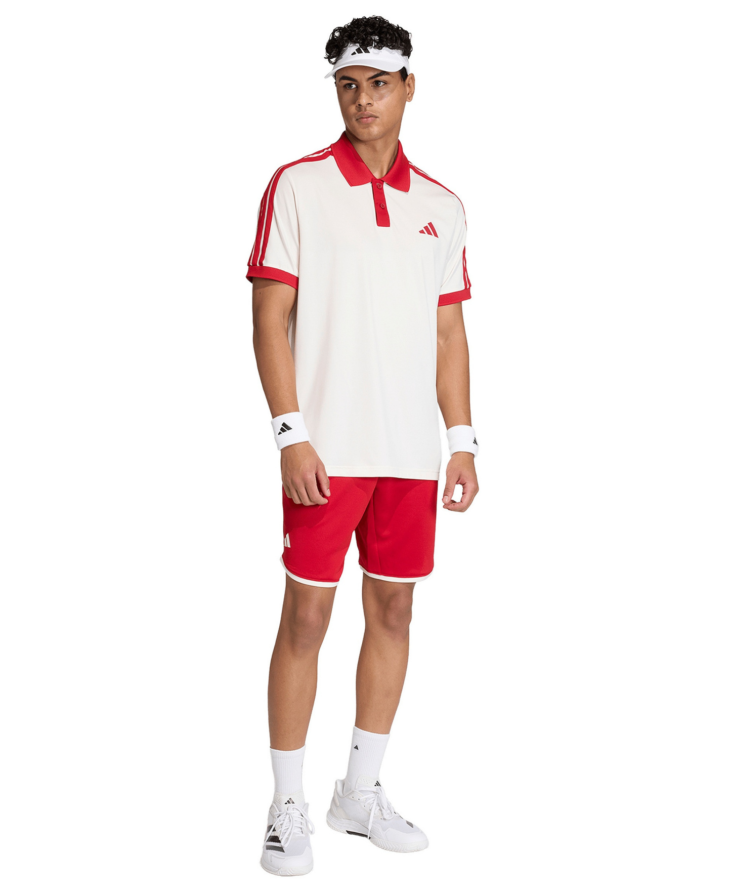 adidas Men's Heritage Short-Sleeve Polo Shirt - Chalk White/Red